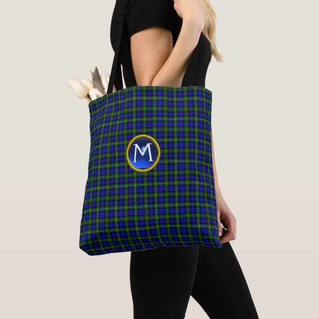 BLUE GREEN SCOTTISH CAMPBELL TARTAN GEM MONOGRAM TASCHE (Von Nahem)