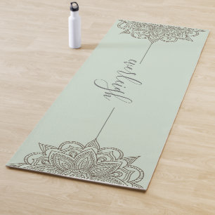 Blue Green Script Name Mandala Yoga Mat Yogamatte