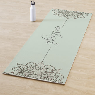 Blue Green Script Name Mandala Yoga Mat Yogamatte