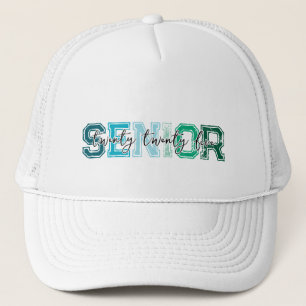 Blue Green Senior 2025 Typografie Truckerkappe