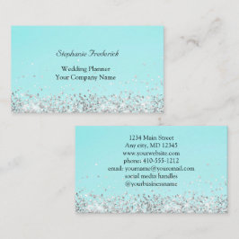Blue Green Silver Glitzer Feminine Small Business Visitenkarte