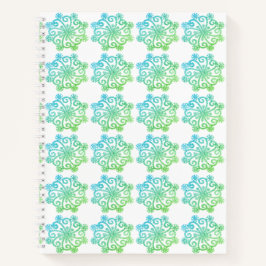 Blue Green Snowflakes Spiral Notebook Notizbuch