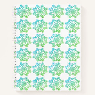 Blue Green Snowflakes Spiral Notebook Notizbuch