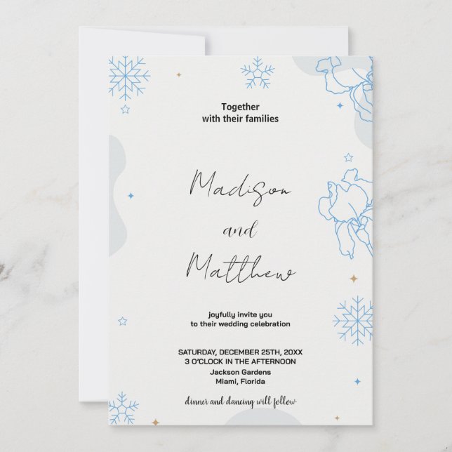 Blue Green Snows Hochzeitseinladungen Einladung (Vorderseite)