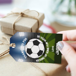 Blue Green Soccer Stadium Sportthema Geburtstag Geschenkanhänger