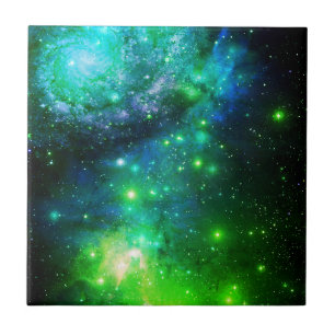 Blue Green Space Stars Galaxy Fliese