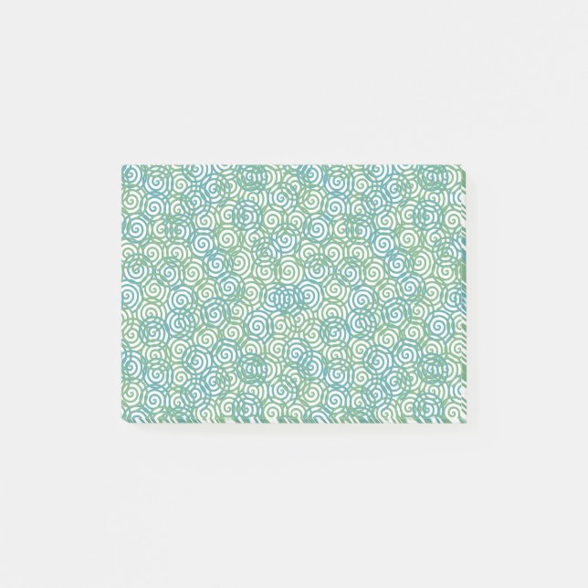 Blue Green Spirals Post-it Klebezettel (Vorderseite)
