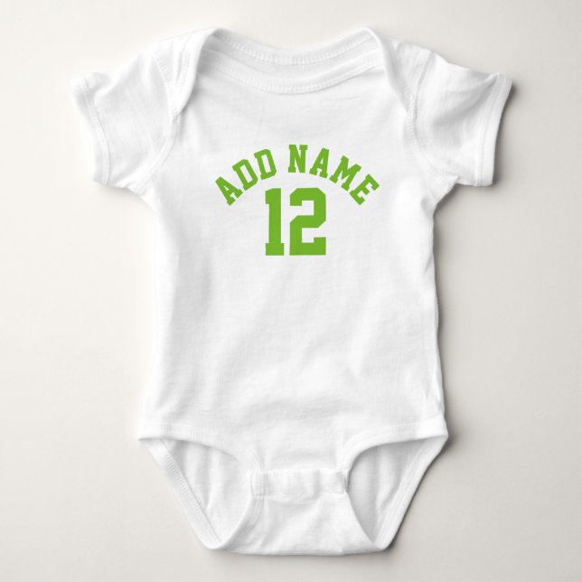 Blue & Green Sports Jersey Individuelle Name Numbe Baby Strampler (Vorderseite)