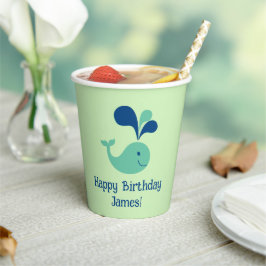 Blue Green Spouting Whale Geburtstagsparty Cup Pappbecher