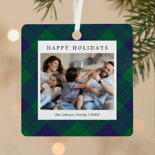 Blue Green Tartan Foto Weihnachten Ornament Aus Metall