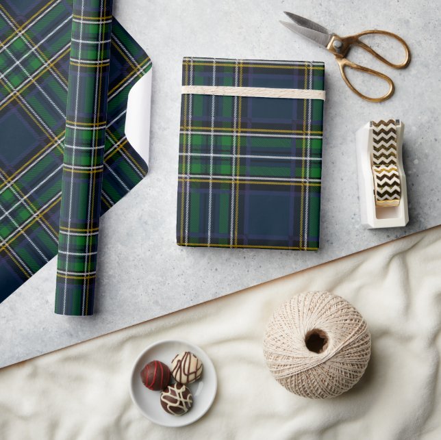 Blue Green Tartan Plaid Wrapping Paper Geschenkpapier (Kunsthandwerk)