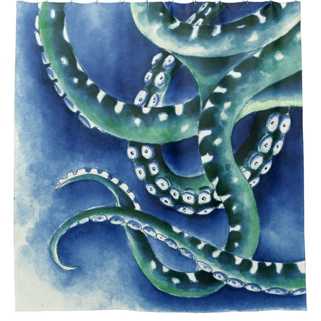 Blue Green Tentacles Duschvorhang (Vorderseite)