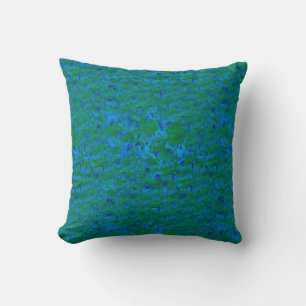 Blue Green Textures Poisson dans la mer Coussin Cu