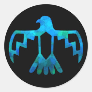 Blue-Green-Thunderbird-Aufkleber Runder Aufkleber