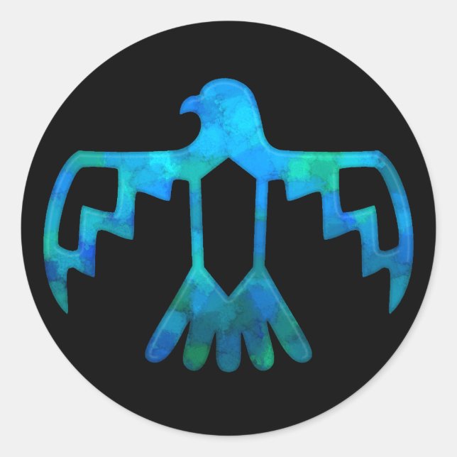 Blue-Green-Thunderbird-Aufkleber Runder Aufkleber (Vorderseite)