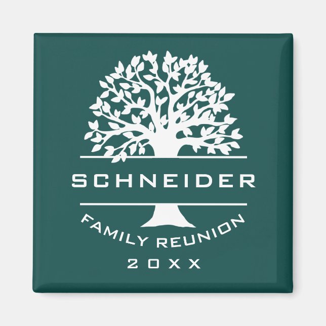 Blue Green Tree Family Wiedersehen Keepake Geschen Magnet (Vorne)
