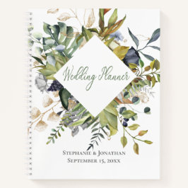 Blue & Green Tropical Wedding Planner Notebook Notizbuch