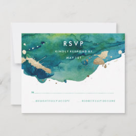 Blue Green und Gold Spritzer UAWG RSVP Karte