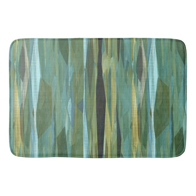 Blue Green und Grau Moderne Kunst Badematte (Vorderseite)