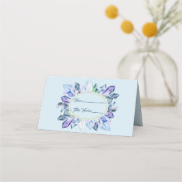 Blue Green und Lila Crystals Place Name Card Platzkarte