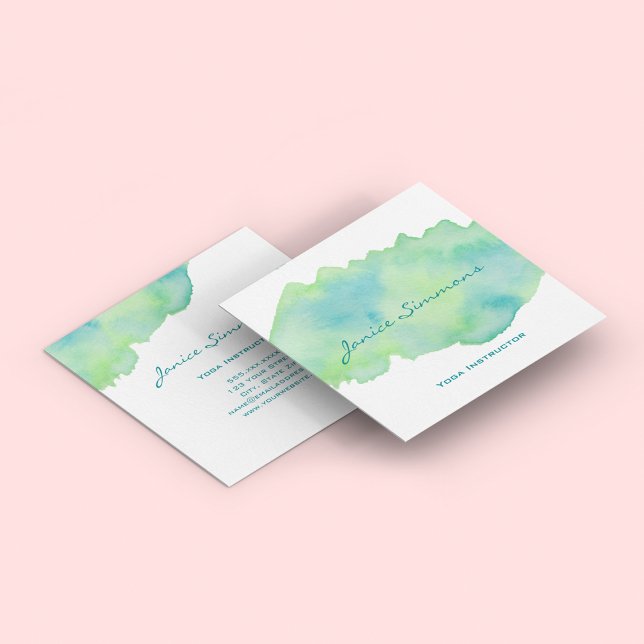 Blue Green Wash Wash Square Visitenkarte (Von Creator hochgeladen)