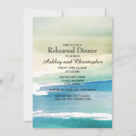 Blue Green Watercolor Ocean Wedding Probe Einladung