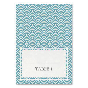 Blue Green Wedding Wave Muster Place Name Card Tischnummer