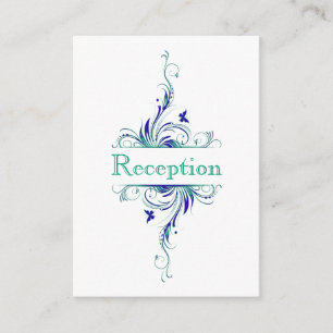 Blue Green White Aqua Floral Enclosure Card Begleitkarte