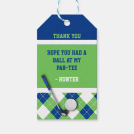 Blue, Green, White Raute Golf Theme Gefallen Geschenkanhänger