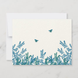 Blue Green Wild Blume Bee Wedding RSVP #3