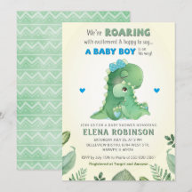 Blue Green Wild Dinosaur Baby Boy Dusche Sprinkle