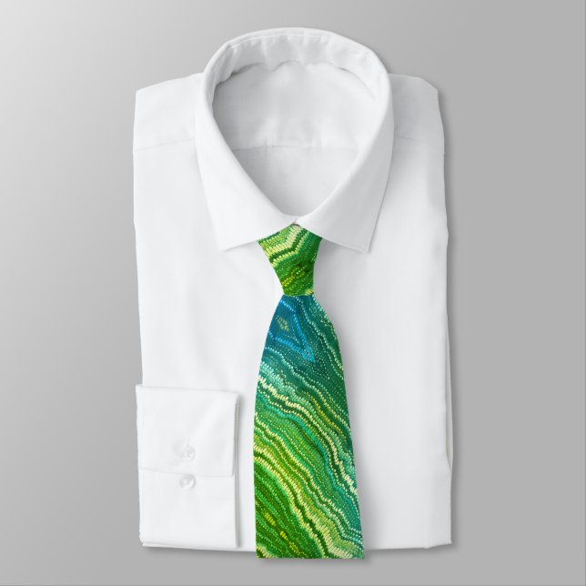 Blue Green Yellow Zigzag Krawatte (Gebunden)