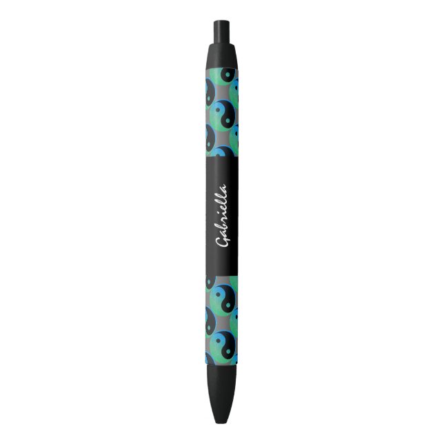 Blue Green Yin Yang Personalisiert Ink Pen Kugelschreiber (Vorderseite Vertikal)