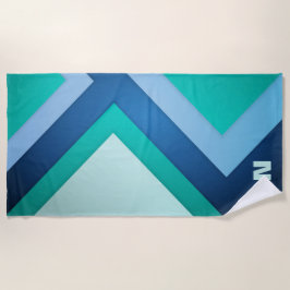 Blue Green Zig Zag Stripes Beach Handtuch