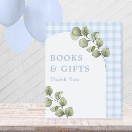 Blue Greenery Boy Baby Duschbücher und Geschenke Sockelschild