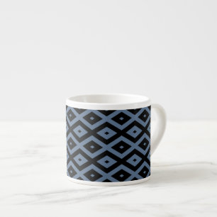 Blue grey and black diamond pattern espressotasse