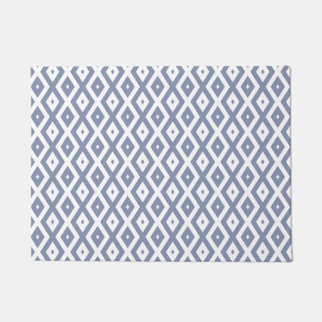 Blue grey and white diamond pattern fußmatte (Vorderseite)