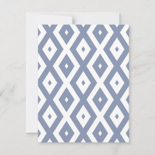Blue grey and white diamond pattern RSVP karte