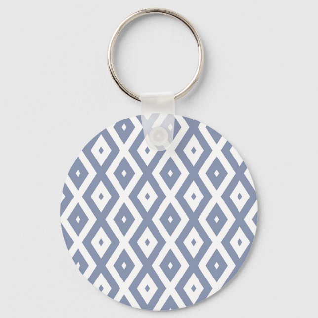 Blue grey and white diamond pattern schlüsselanhänger (Vorderseite)