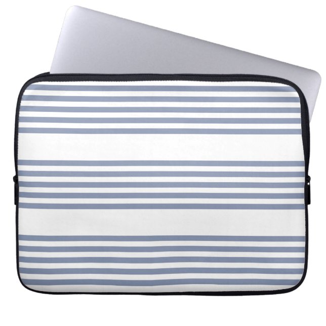 Blue-grey and white five stripe pattern laptopschutzhülle (Vorderseite)