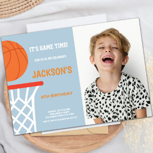 Blue Grey Arrière - plan Basketball Invitations ph
