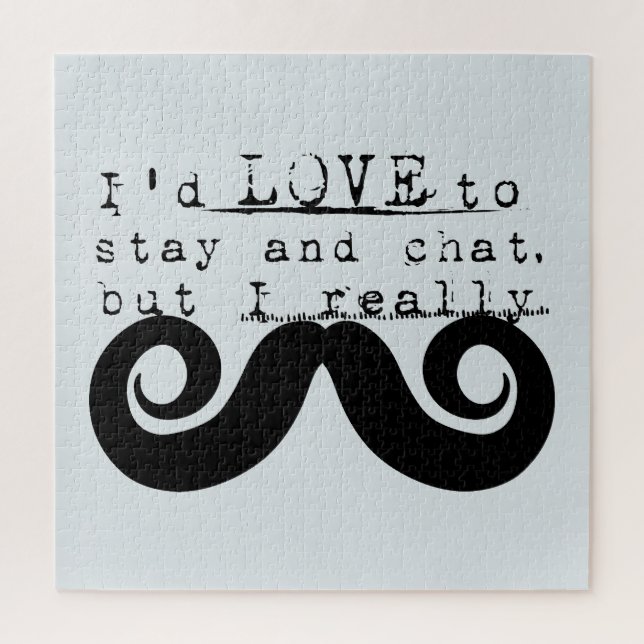 Blue Grey Black Funny Humor I Mustache (Vertikal)