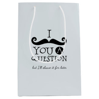 Blue Grey Black Funny Humor I Mustache Mittlere Geschenktüte