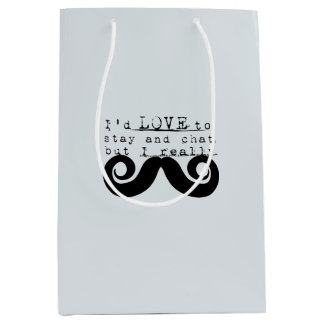 Blue Grey Black Funny Humor I Mustache Mittlere Geschenktüte