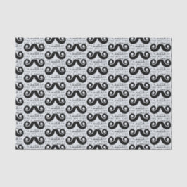 Blue Grey Black Funny Humor I Mustache Seidenpapier