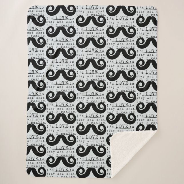 Blue Grey Black Funny Humor I Mustache Sherpadecke (Vorderseite)