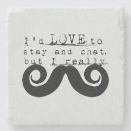 Blue Grey Black Funny Humor I Mustache Steinuntersetzer