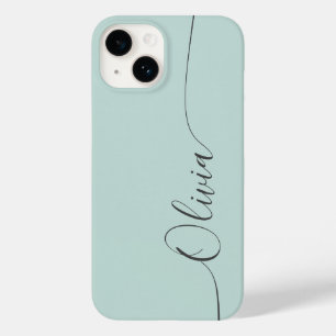 Blue Grey Elegant Calligraphy Script Name Case- Case-Mate iPhone 14 Hülle