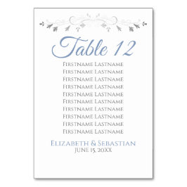 Blue & Grey Elegante Blüh Wedding Seating Chart Tischnummer