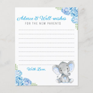 Blue Grey Elephant Douche Nouveaux Parents Cartes